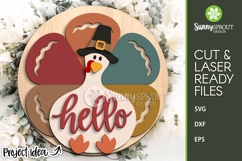 Hello Thanksgiving Turkey Sign - Fall SVG Laser Cut Files Product Image 2