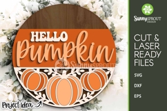 Hello Pumpkin Pattern Door Sign - Fall SVG Laser Cut File Product Image 2