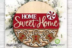 Home Sweet Home Gingerbread Sign - Christmas SVG Cut Files Product Image 1