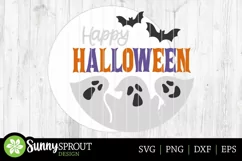 Happy Halloween Ghosts & Bats Sign - SVG Laser Cut Files Product Image 3