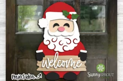 Santa Holding Welcome Sign - Christmas SVG Laser Cut Files Product Image 1