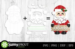 Santa Holding Welcome Sign - Christmas SVG Laser Cut Files Product Image 2
