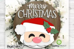 Merry Christmas Santa Face Sign - SVG Laser Cut Files Product Image 2