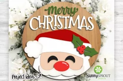 Merry Christmas Santa Face Sign - SVG Laser Cut Files Product Image 1