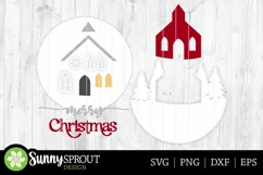 Merry Christmas Church Pine Trees Sign - SVG Laser Cut Files Product Image 3