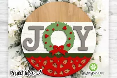 Joy Wreath and Holly Berry Sign - SVG Laser Cut Files Product Image 1