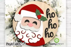 Ho Ho Ho Santa Face Sign - SVG Laser Cut Files Product Image 2