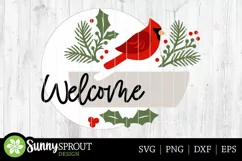 Welcome Cardinal Pine Holly Sign - SVG Laser Cut Files Product Image 3