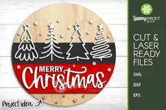 Merry Christmas Hand-drawn Trees Sign - SVG Laser Cut File Product Image 2