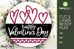 Happy Valentine's Day Hearts Sign - SVG Laser Cut File Product Image 2
