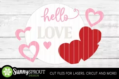 Hello Love Hearts Valentine Sign - SVG Laser Cut File Product Image 3
