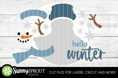 Hello Winter Snowman Door Sign - SVG Laser Cut Files Product Image 3