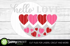 Hello Love Hearts Valentine Sign - SVG Laser Cut File Product Image 3