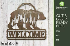 Welcome Bear and Trees Door Sign - SVG Laser Cut File Product Image 2