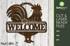 Welcome Rooster Door Sign - SVG Laser Cut File Product Image 2