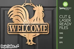 Welcome Rooster Door Sign - SVG Laser Cut File Product Image 1