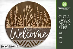 Welcome Wildflower and Geometric Sign - SVG Laser Cut Files Product Image 1