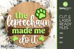Dog Leprechaun St. Patrick Day Sign - SVG Laser Cut Files Product Image 2