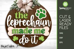 Dog Leprechaun St. Patrick Day Sign - SVG Laser Cut Files Product Image 1