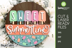 Sweet Summertime Melting Popsicle Sign - SVG Laser Cut Files Product Image 1