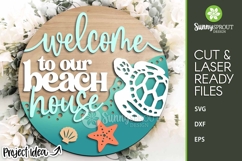 Welcome to Our Beach House Turtle Sign - SVG Laser Cut Files Product Image 1
