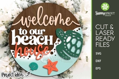 Welcome to Our Beach House Turtle Sign - SVG Laser Cut Files Product Image 2
