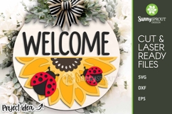 Welcome Ladybug Sunflower Sign - SVG Laser Cut Files Product Image 2