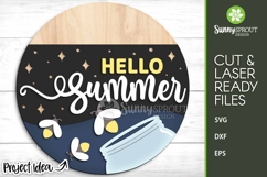 Hello Summer Fireflies Sign - SVG Laser Cut Files Product Image 2