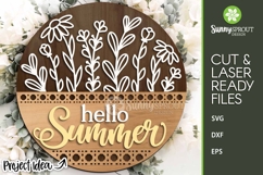 Hello Summer Wildflower Sign - SVG Laser Cut Files Product Image 2