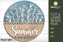 Hello Summer Wildflower Sign - SVG Laser Cut Files Product Image 1