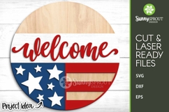 Welcome American Flag Stars Sign - SVG Laser Cut Files Product Image 2
