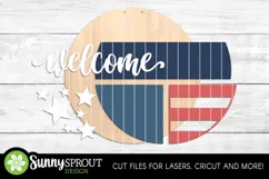 Welcome American Flag Stars Sign - SVG Laser Cut Files Product Image 3