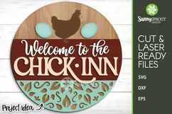 Welcome to the Chick Inn Chicken Sign - SVG Laser Cut File Product Image 1