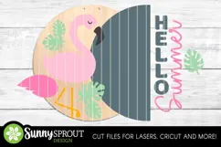 Hello Summer Tropical Flamingo Sign - SVG Laser Cut Files Product Image 3