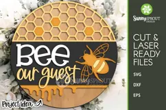 Bee Our Guest Honeycomb Sign - SVG Laser Cut Files Product Image 2