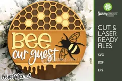 Bee Our Guest Honeycomb Sign - SVG Laser Cut Files Product Image 1