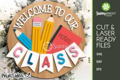 Welcome to Our Class Pencil Sign - SVG Laser Cut Files Product Image 1