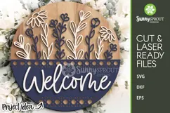 Welcome Wildflower Basket Sign - SVG Laser Cut Files Product Image 2