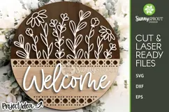 Welcome Wildflower Basket Sign - SVG Laser Cut Files Product Image 1