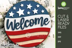 Welcome American Flag Rise Sign - SVG Laser Cut Files Product Image 2