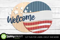 Welcome American Flag Rise Sign - SVG Laser Cut Files Product Image 3