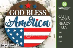 God Bless America Flag Sign - SVG Laser Cut Files Product Image 2