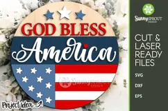 God Bless America Flag Sign - SVG Laser Cut Files Product Image 1