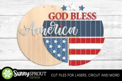 God Bless America Flag Sign - SVG Laser Cut Files Product Image 3