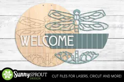 Welcome Dragonfly Flowers Sign - SVG Laser Cut Files Product Image 3