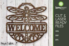 Welcome Dragonfly Flowers Sign - SVG Laser Cut Files Product Image 2