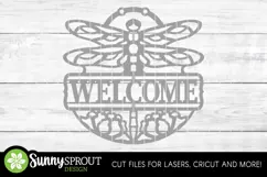 Welcome Dragonfly Flowers Sign - SVG Laser Cut Files Product Image 3
