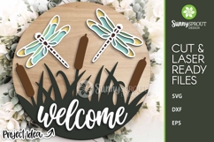 Welcome Dragonfly Cattail Sign - SVG Laser Cut Files Product Image 2