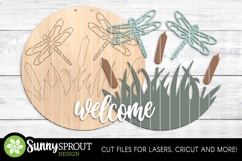 Welcome Dragonfly Cattail Sign - SVG Laser Cut Files Product Image 3