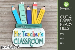 School Supplies Teacher Mason Jar Sign - SVG Laser Cut Files Product Image 2